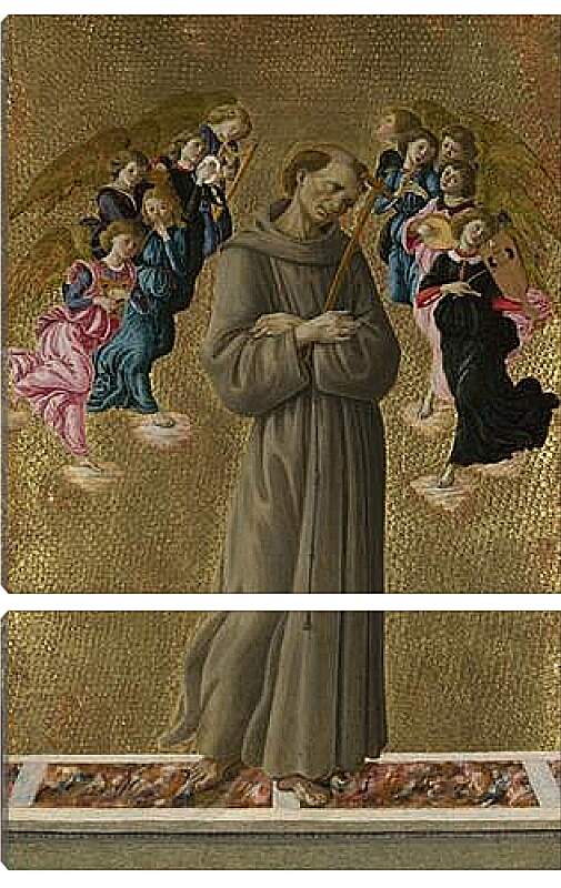 Модульная картина - Saint Francis of Assisi with Angels. Сандро Боттичелли