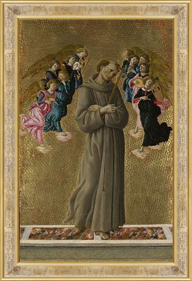 Картина в раме - Saint Francis of Assisi with Angels. Сандро Боттичелли