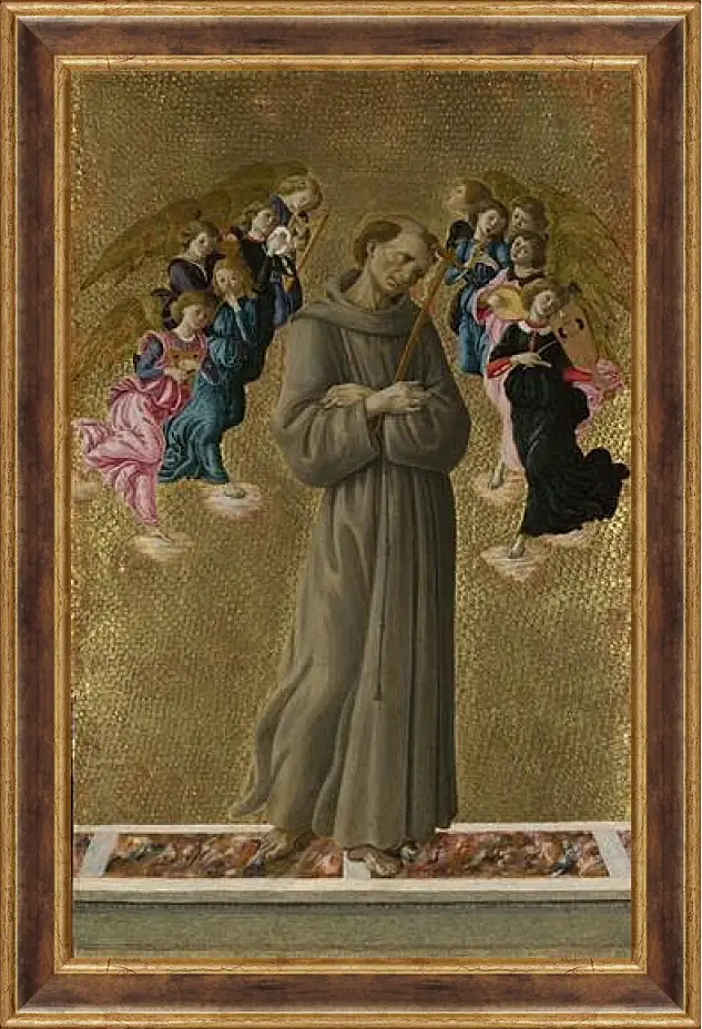 Картина в раме - Saint Francis of Assisi with Angels. Сандро Боттичелли