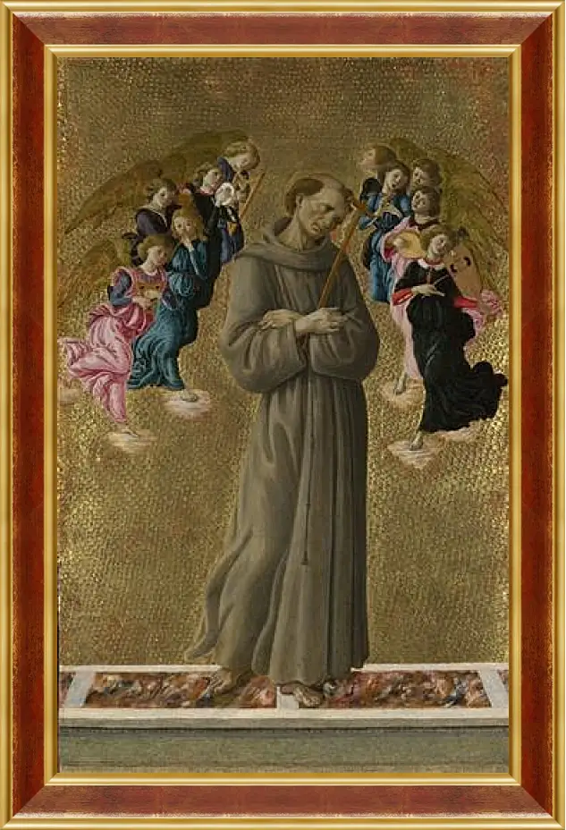 Картина в раме - Saint Francis of Assisi with Angels. Сандро Боттичелли