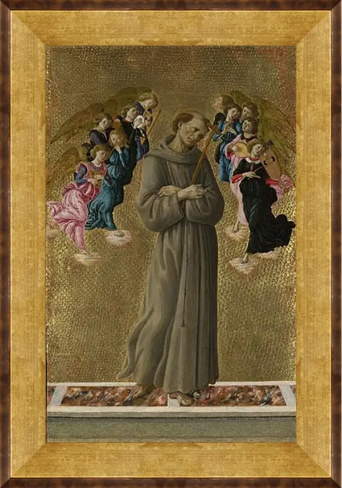 Картина в раме - Saint Francis of Assisi with Angels. Сандро Боттичелли