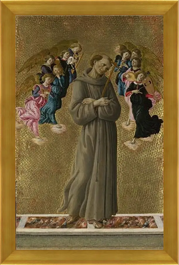 Картина в раме - Saint Francis of Assisi with Angels. Сандро Боттичелли