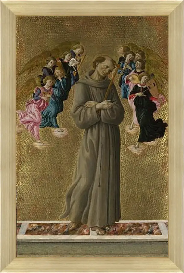 Картина в раме - Saint Francis of Assisi with Angels. Сандро Боттичелли