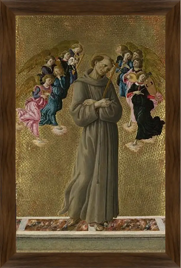 Картина в раме - Saint Francis of Assisi with Angels. Сандро Боттичелли