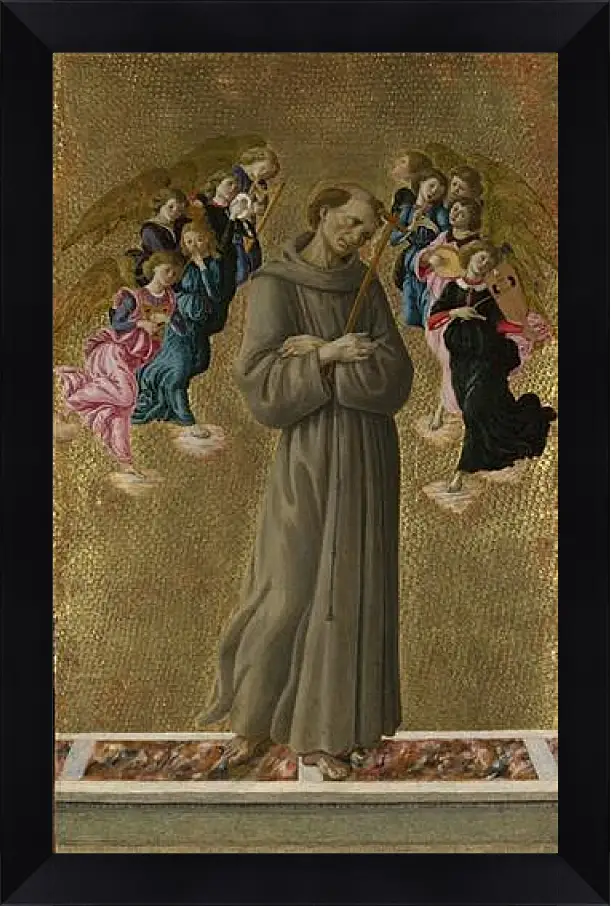 Картина в раме - Saint Francis of Assisi with Angels. Сандро Боттичелли