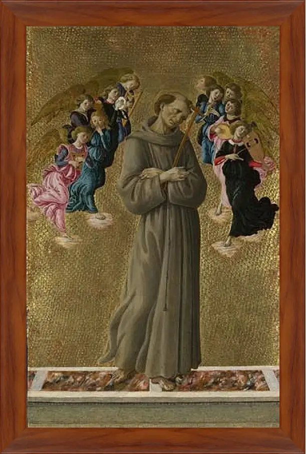 Картина в раме - Saint Francis of Assisi with Angels. Сандро Боттичелли