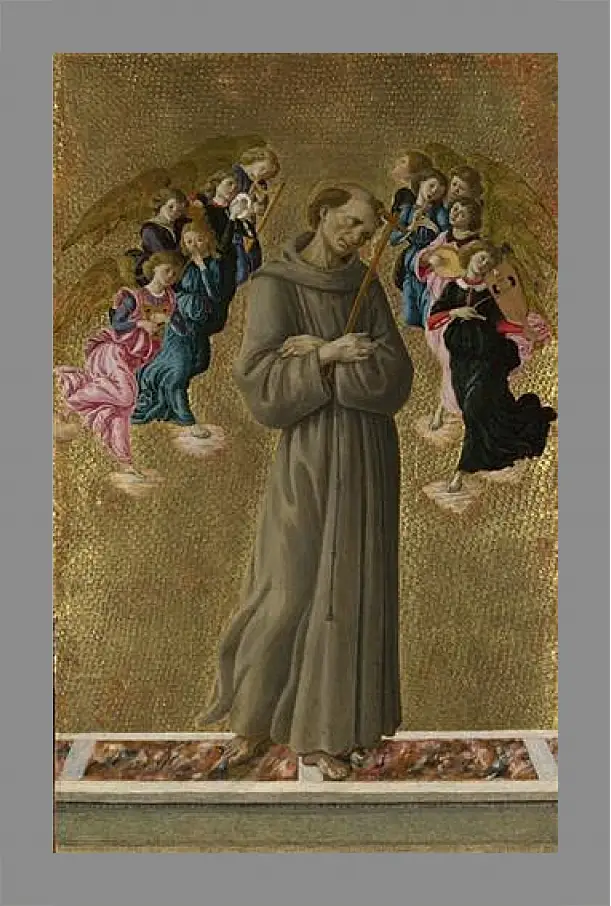 Картина в раме - Saint Francis of Assisi with Angels. Сандро Боттичелли