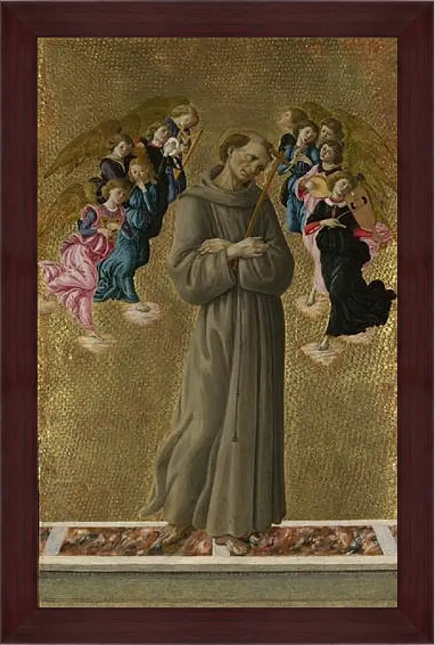 Картина в раме - Saint Francis of Assisi with Angels. Сандро Боттичелли