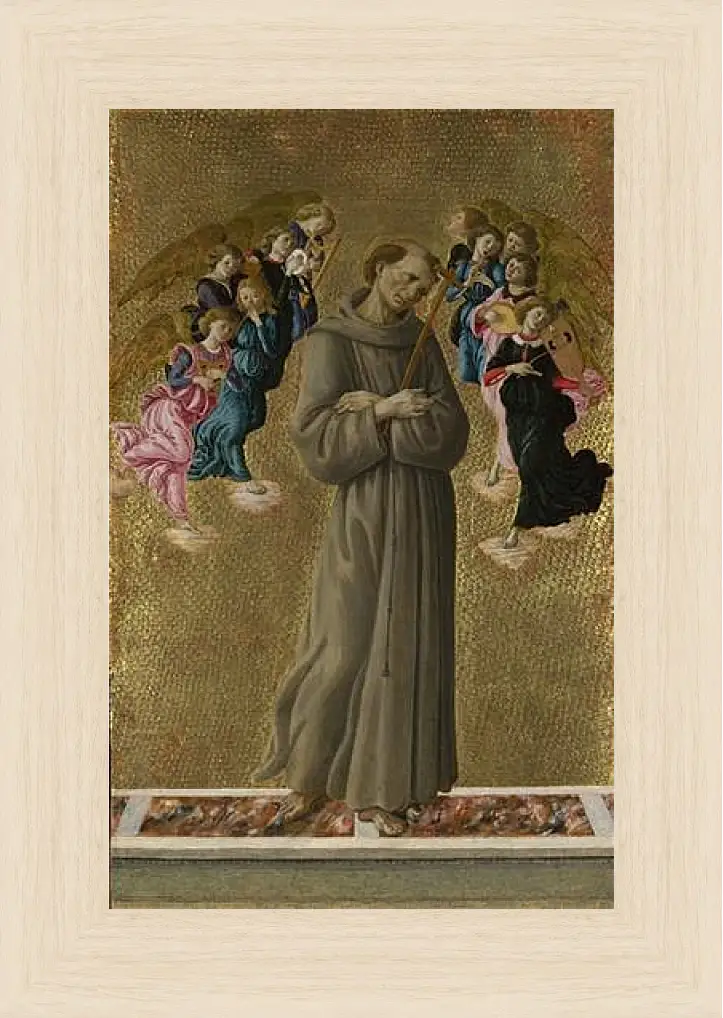 Картина в раме - Saint Francis of Assisi with Angels. Сандро Боттичелли