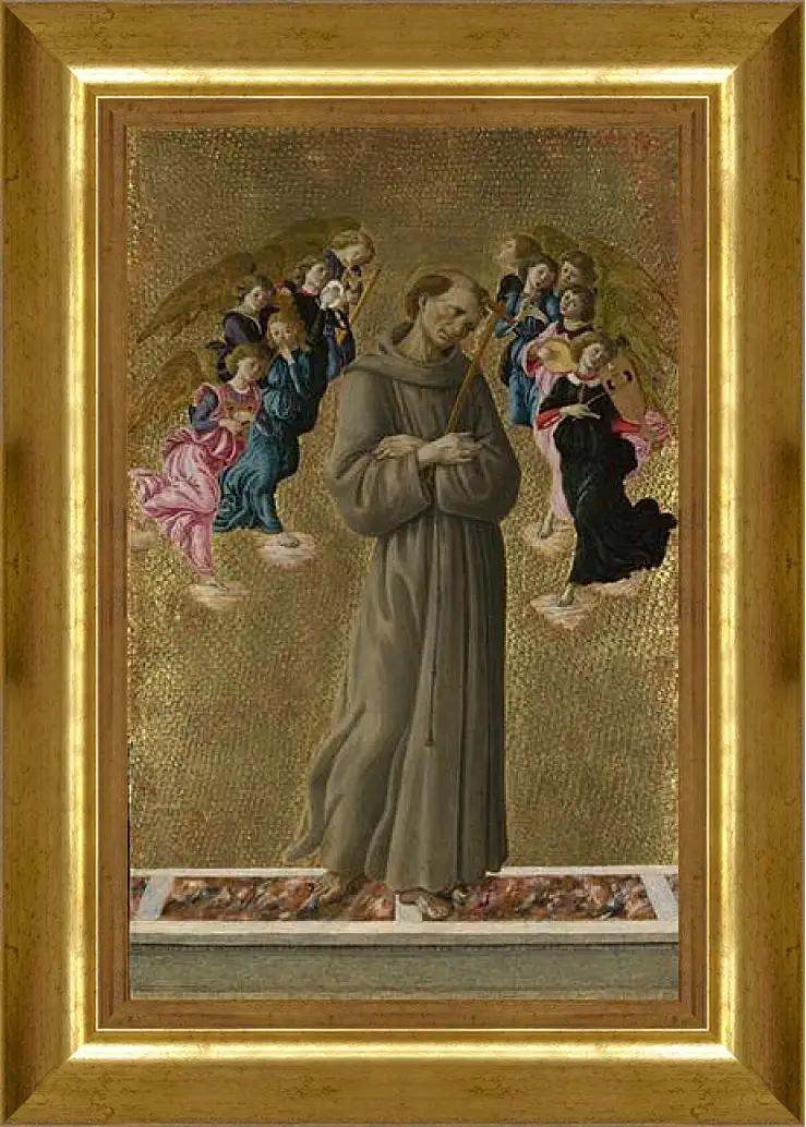 Картина в раме - Saint Francis of Assisi with Angels. Сандро Боттичелли