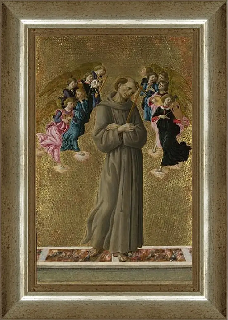 Картина в раме - Saint Francis of Assisi with Angels. Сандро Боттичелли