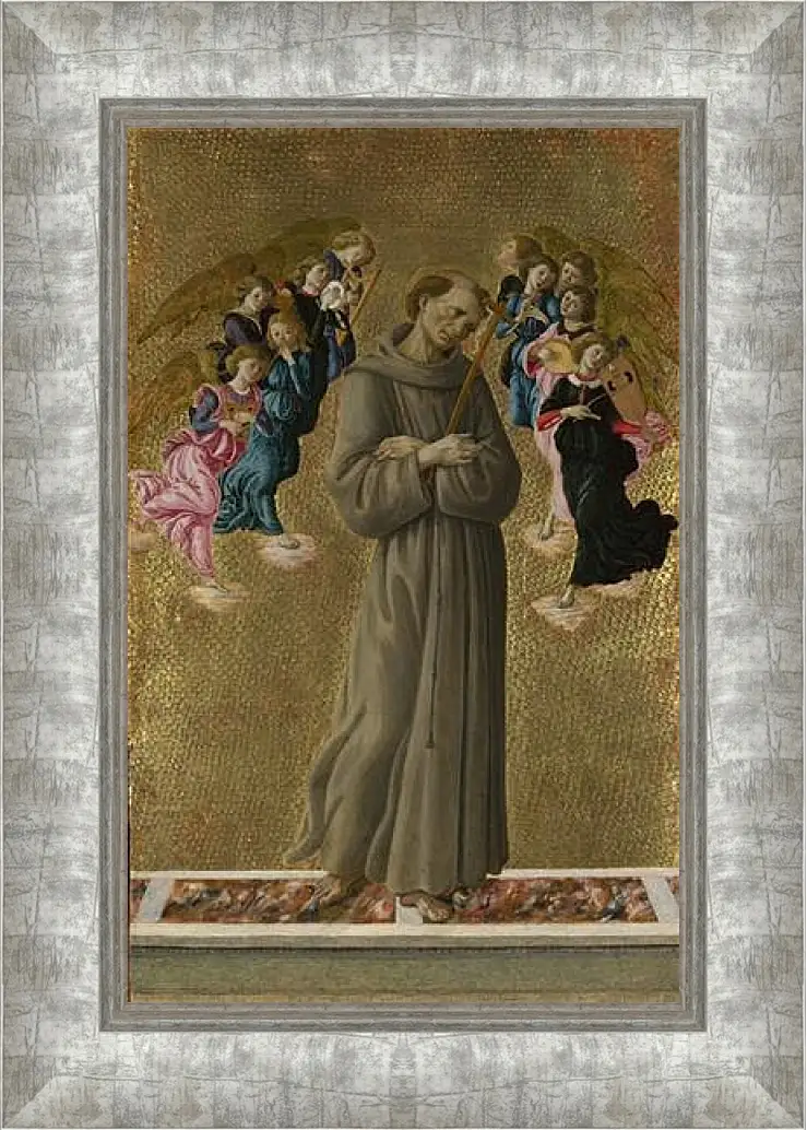 Картина в раме - Saint Francis of Assisi with Angels. Сандро Боттичелли