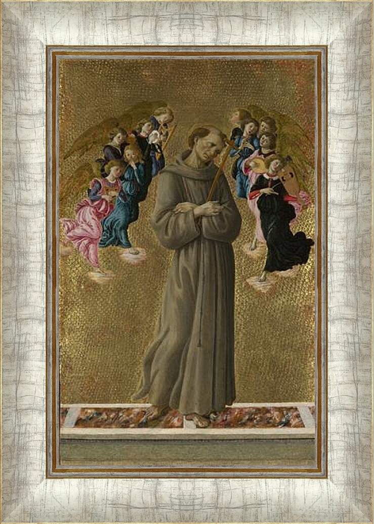 Картина в раме - Saint Francis of Assisi with Angels. Сандро Боттичелли