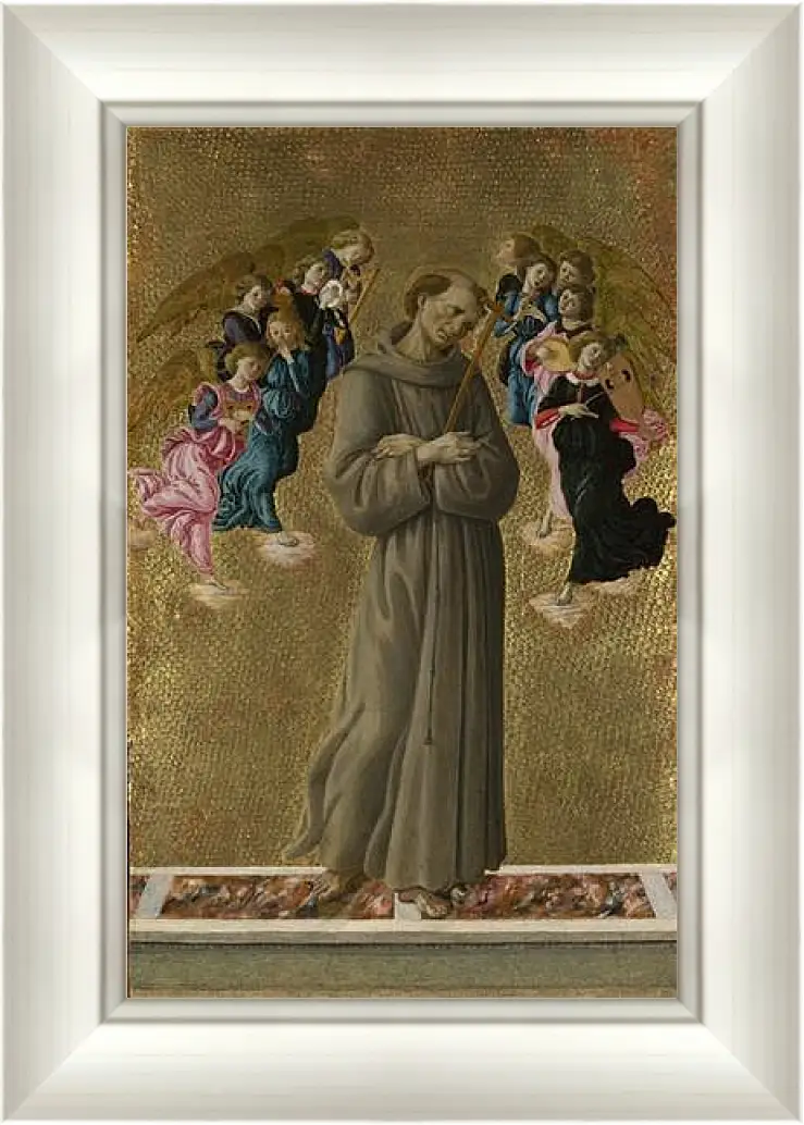 Картина в раме - Saint Francis of Assisi with Angels. Сандро Боттичелли