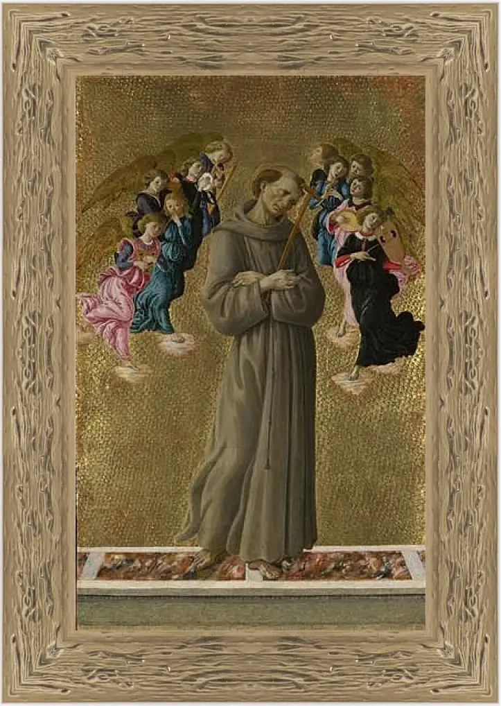 Картина в раме - Saint Francis of Assisi with Angels. Сандро Боттичелли