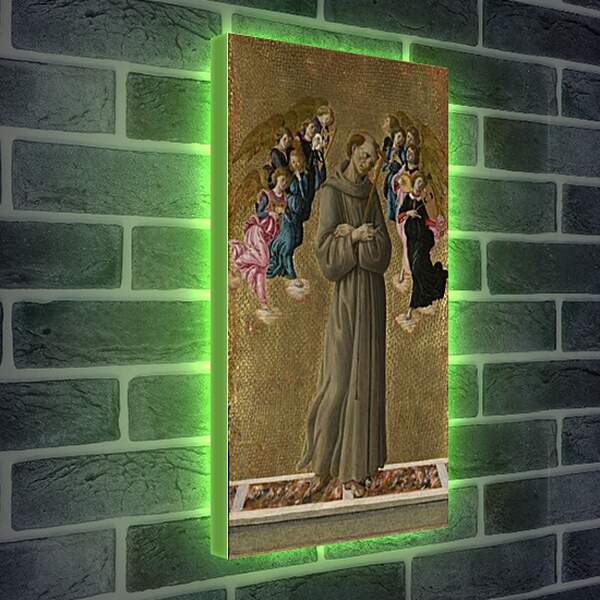 Лайтбокс световая панель - Saint Francis of Assisi with Angels. Сандро Боттичелли