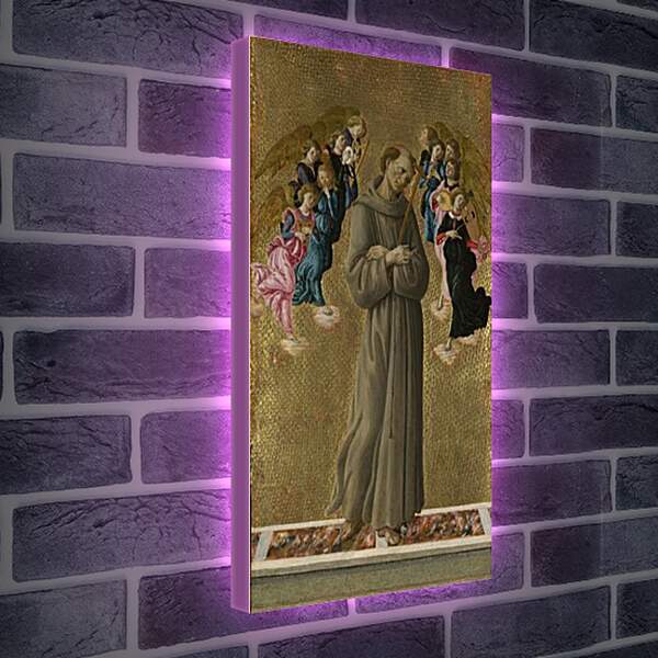 Лайтбокс световая панель - Saint Francis of Assisi with Angels. Сандро Боттичелли