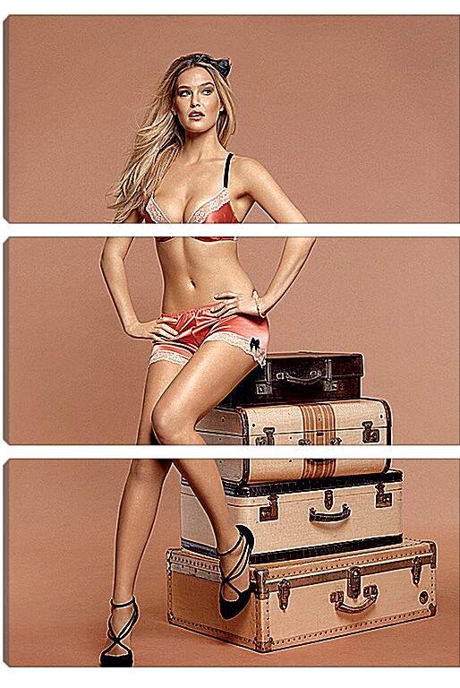 Модульная картина - Девушка на чемоданах