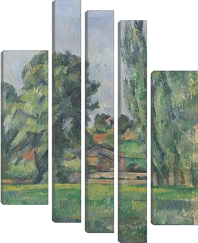 Модульная картина - Landscape with Poplars. Поль Сезанн