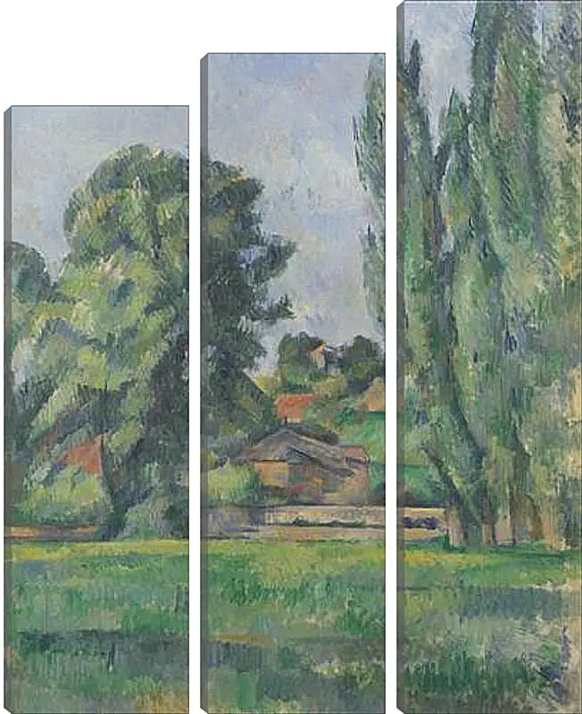 Модульная картина - Landscape with Poplars. Поль Сезанн