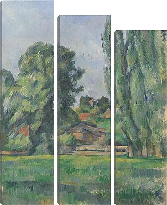 Модульная картина - Landscape with Poplars. Поль Сезанн