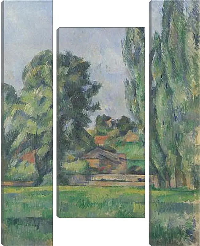 Модульная картина - Landscape with Poplars. Поль Сезанн