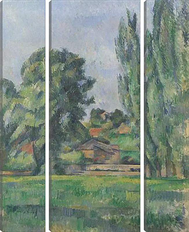 Модульная картина - Landscape with Poplars. Поль Сезанн