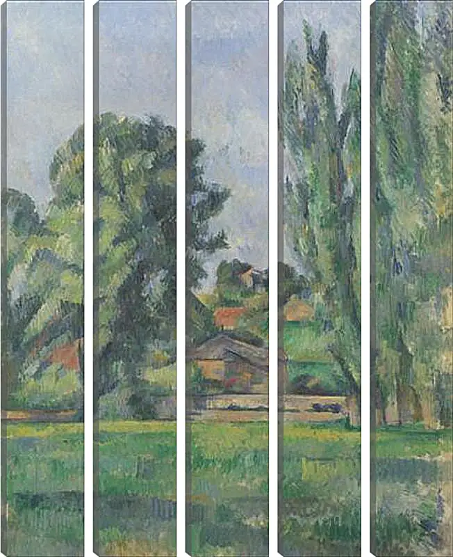 Модульная картина - Landscape with Poplars. Поль Сезанн