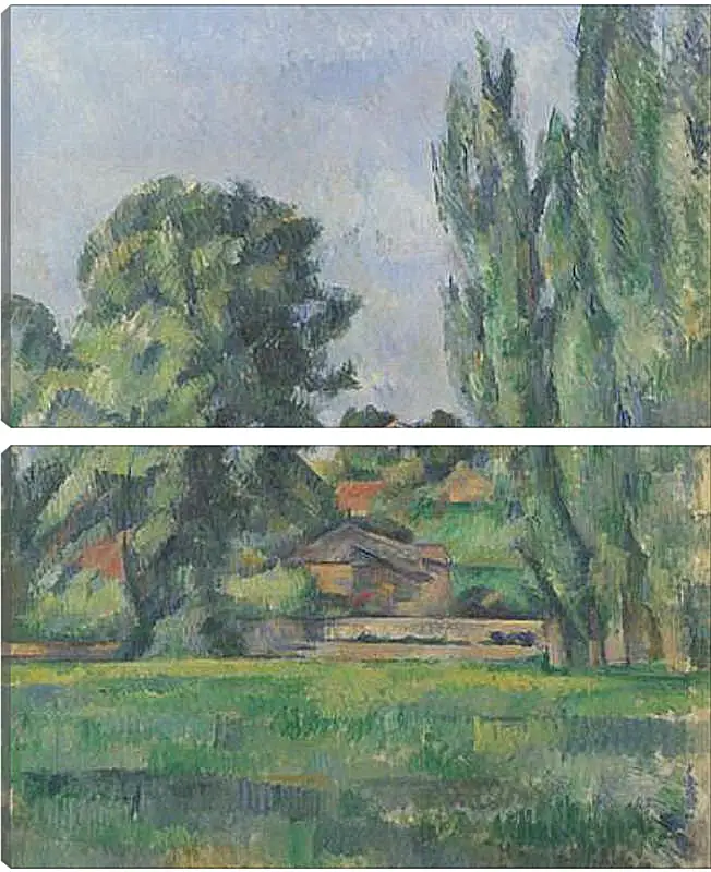 Модульная картина - Landscape with Poplars. Поль Сезанн