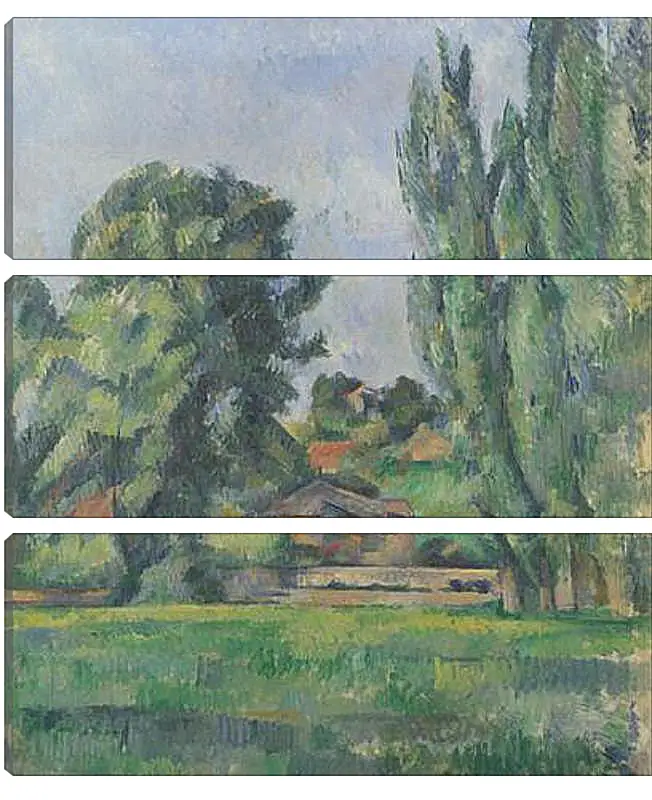 Модульная картина - Landscape with Poplars. Поль Сезанн