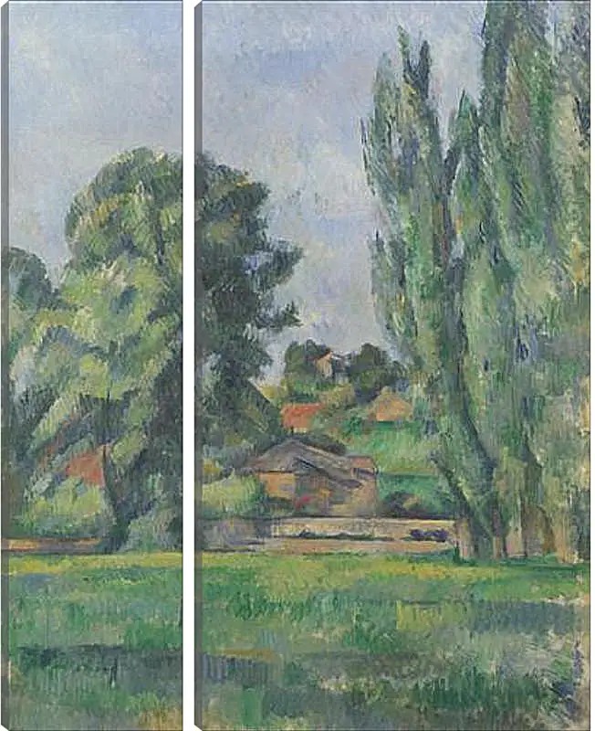 Модульная картина - Landscape with Poplars. Поль Сезанн