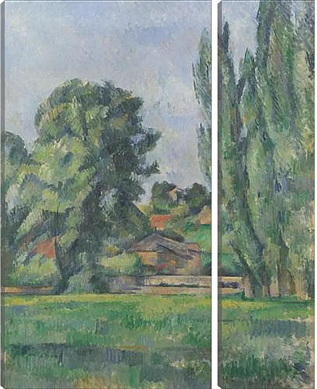 Модульная картина - Landscape with Poplars. Поль Сезанн