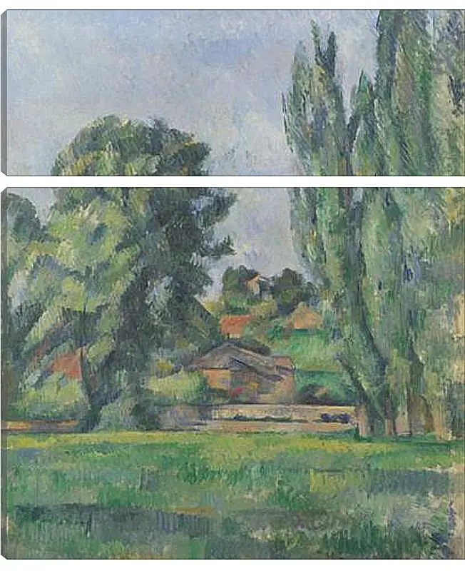 Модульная картина - Landscape with Poplars. Поль Сезанн