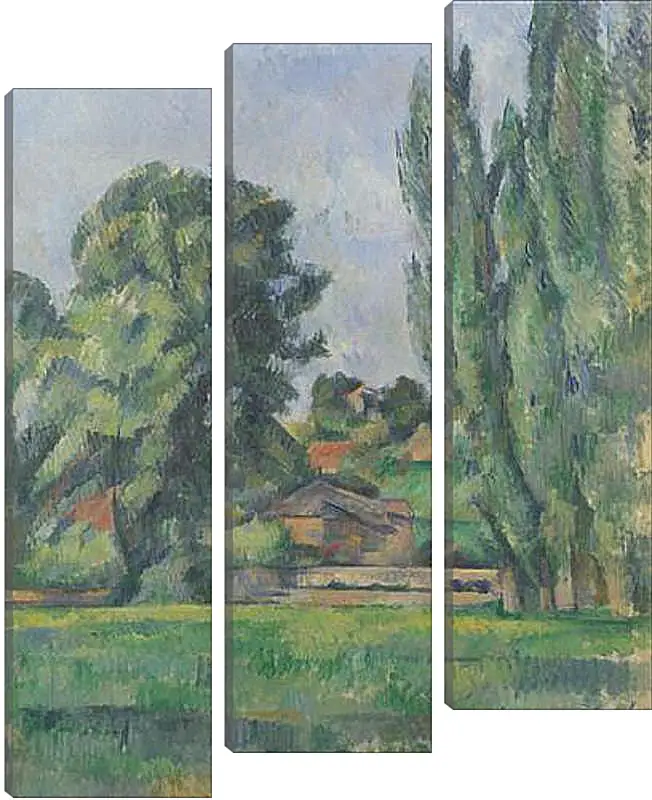 Модульная картина - Landscape with Poplars. Поль Сезанн