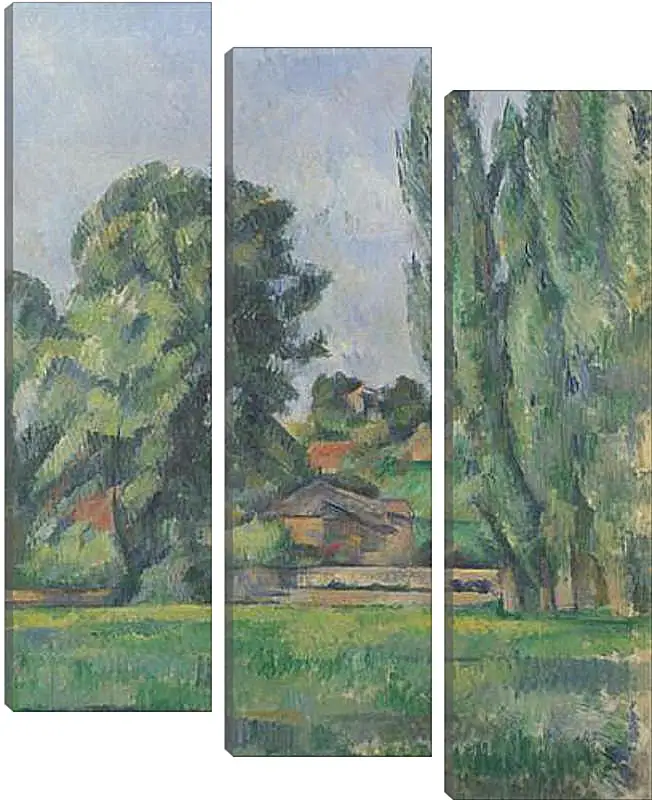 Модульная картина - Landscape with Poplars. Поль Сезанн