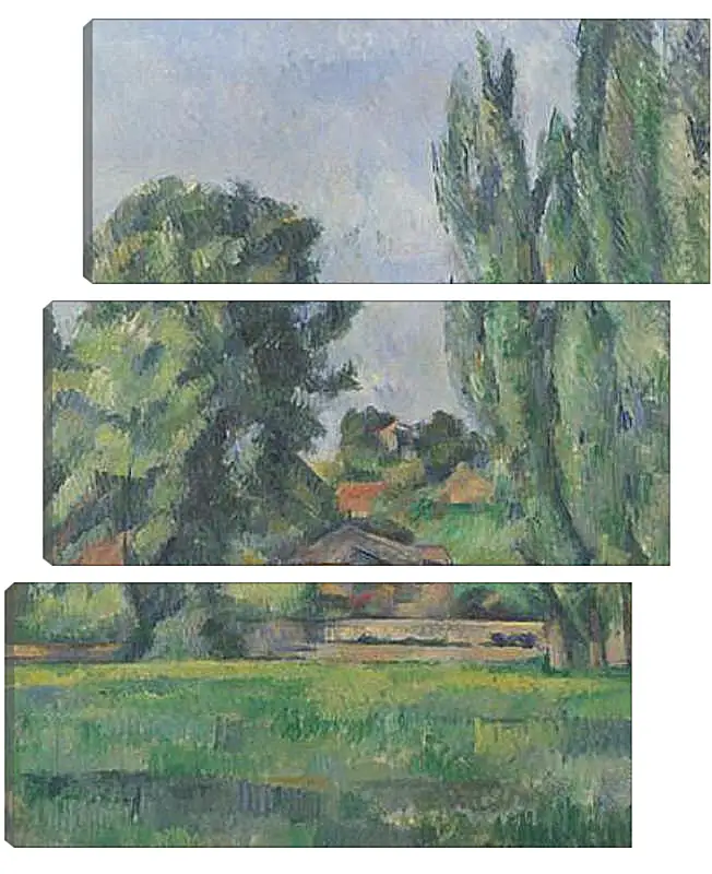 Модульная картина - Landscape with Poplars. Поль Сезанн