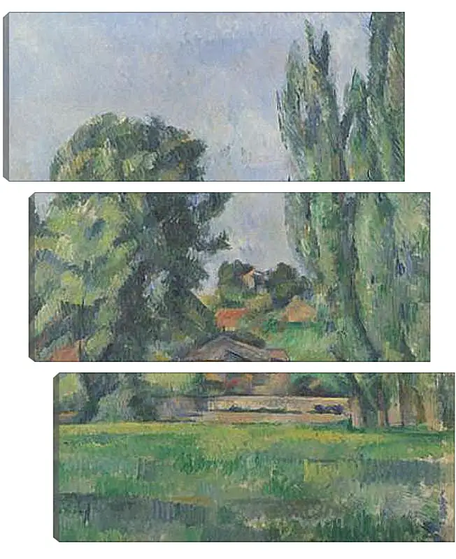 Модульная картина - Landscape with Poplars. Поль Сезанн