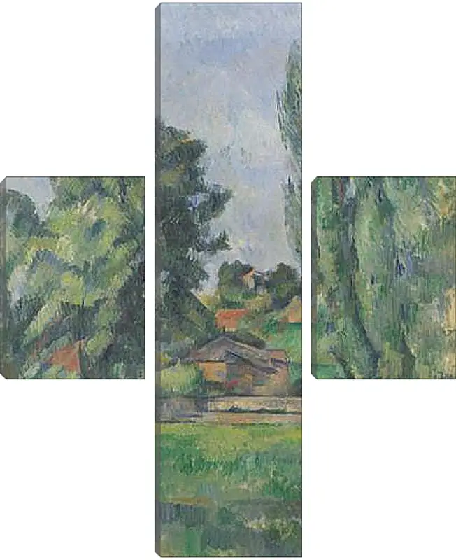 Модульная картина - Landscape with Poplars. Поль Сезанн