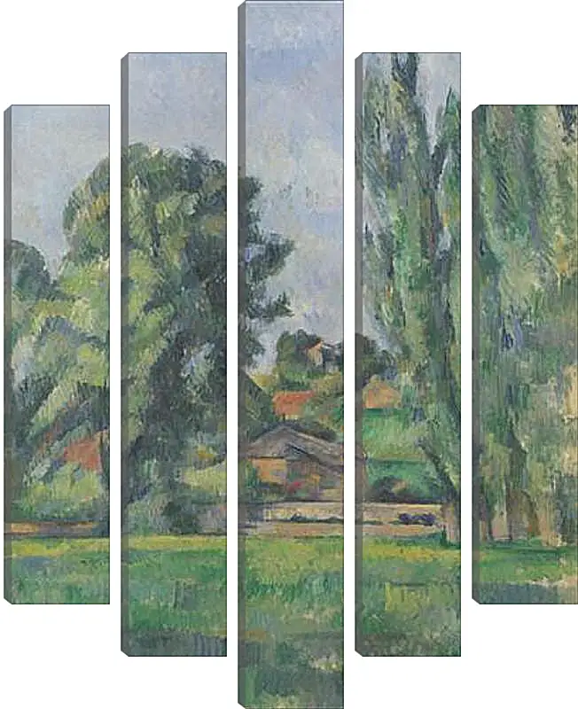 Модульная картина - Landscape with Poplars. Поль Сезанн