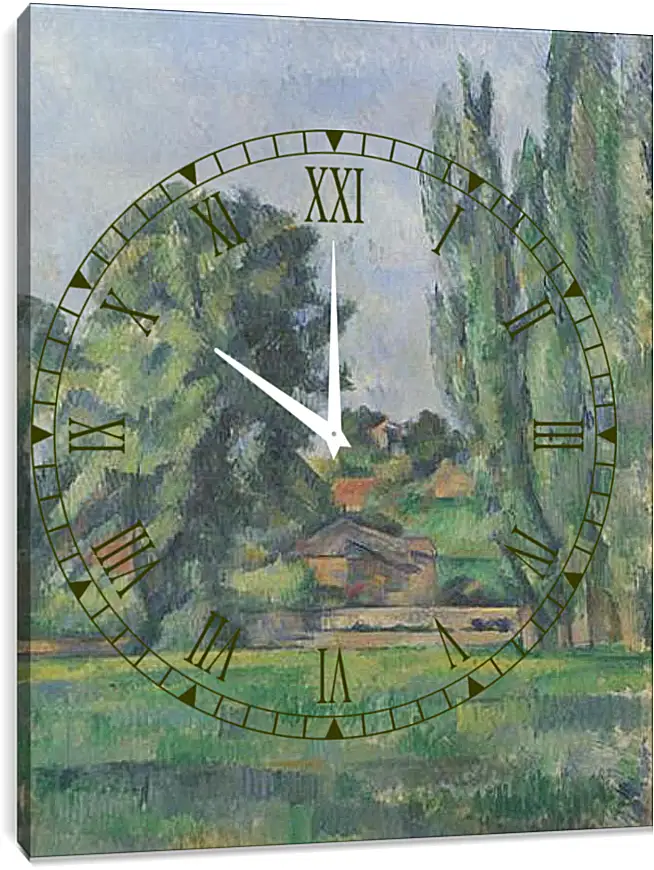Часы картина - Landscape with Poplars. Поль Сезанн