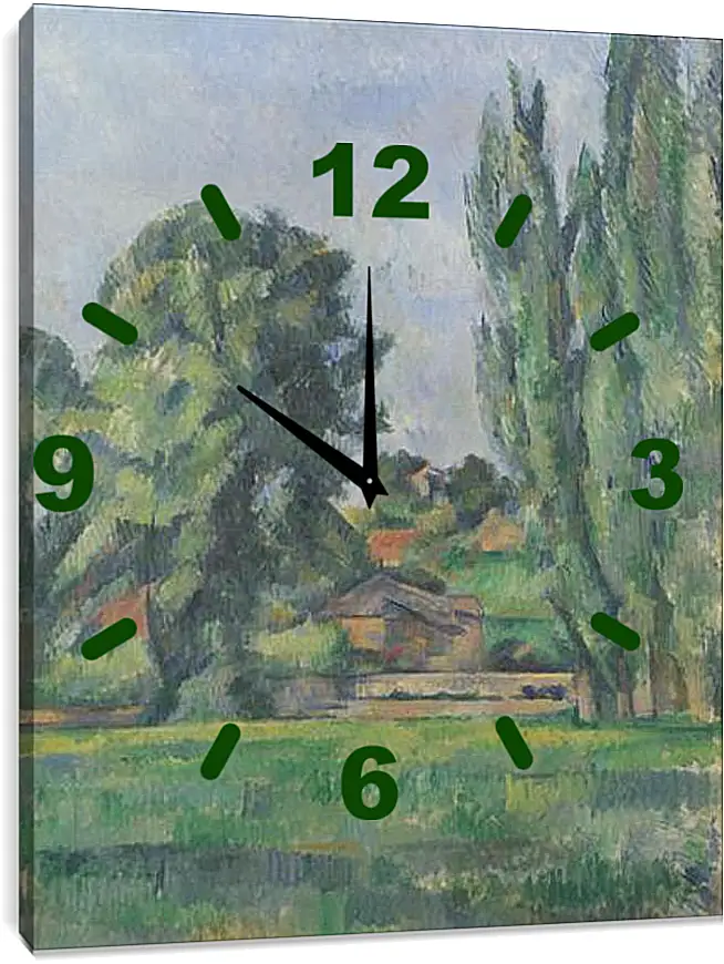 Часы картина - Landscape with Poplars. Поль Сезанн