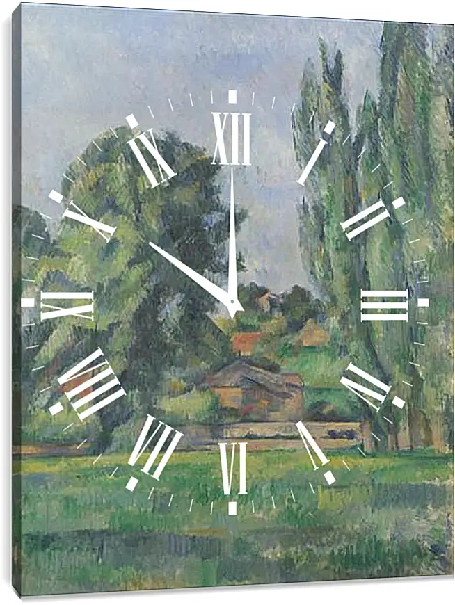 Часы картина - Landscape with Poplars. Поль Сезанн