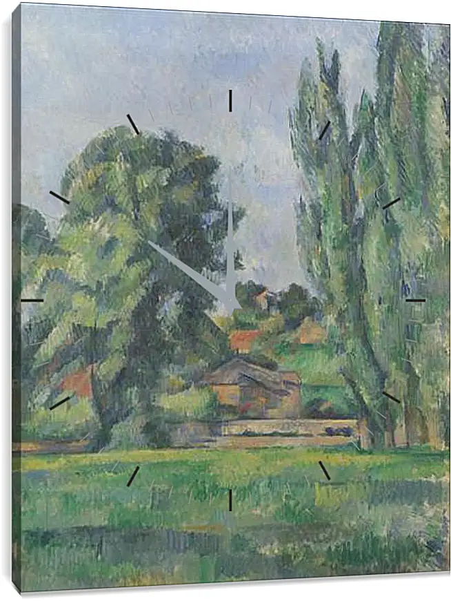 Часы картина - Landscape with Poplars. Поль Сезанн