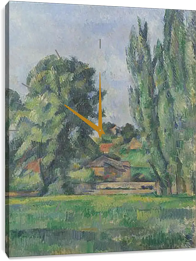Часы картина - Landscape with Poplars. Поль Сезанн
