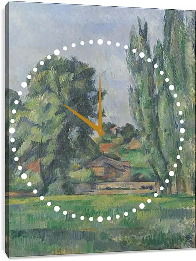 Часы картина - Landscape with Poplars. Поль Сезанн