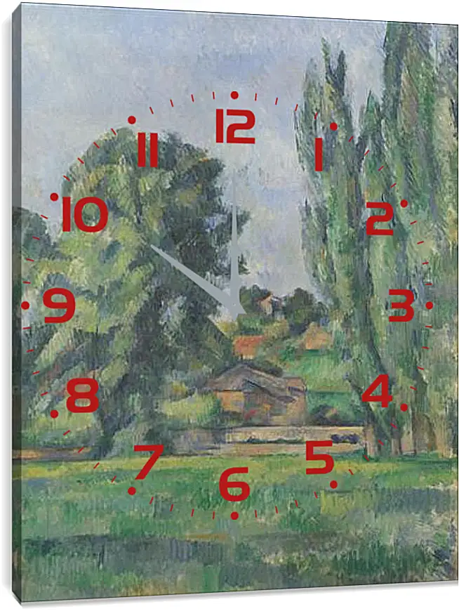 Часы картина - Landscape with Poplars. Поль Сезанн
