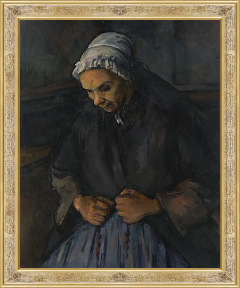 Картина в раме - An Old Woman with a Rosary. Поль Сезанн