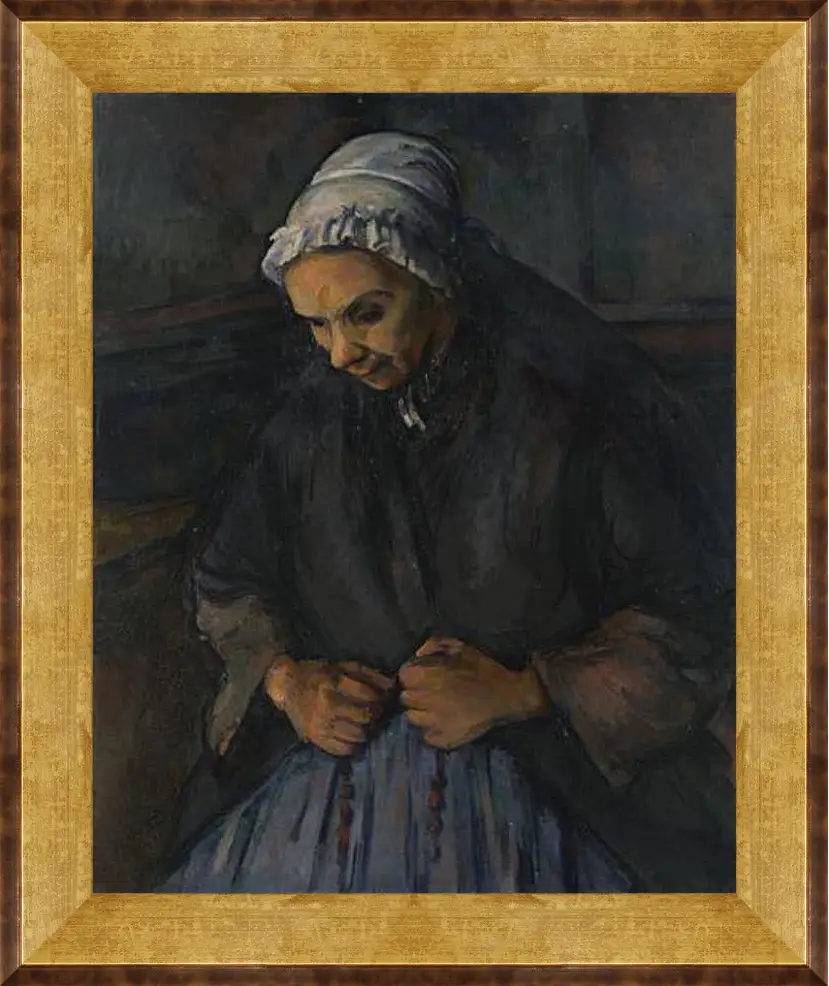 Картина в раме - An Old Woman with a Rosary. Поль Сезанн