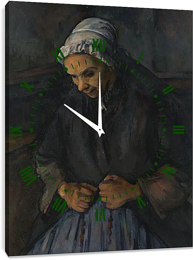 Часы картина - An Old Woman with a Rosary. Поль Сезанн