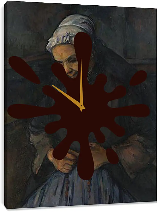 Часы картина - An Old Woman with a Rosary. Поль Сезанн